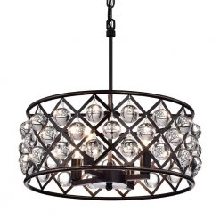 Hot Sale 🔔 Azha 4-Light Glam Oil Rubbed Bronze Drum Chandelier with Crystal Spheres by Edvivi 🔔