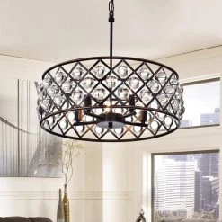 Hot Sale 😉 Azha 5-Light Glam Oil Rubbed Bronze Drum Chandelier with Crystal Spheres by Edvivi 😉 -Deals Edvivi || Atlas Store oil rubbed bronze edvivi chandeliers epg8147lob 31 1000