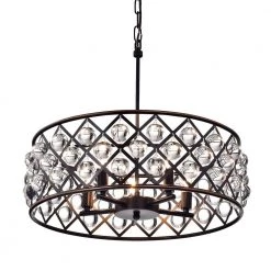 Hot Sale 😉 Azha 5-Light Glam Oil Rubbed Bronze Drum Chandelier with Crystal Spheres by Edvivi 😉