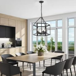 Brand new ✔️ Renzo 4-Light Oil Rubbed Bronze Geometric Hexagon Lantern Cage Chandelier with Clear Glass Shade by Edvivi 🎁 -Deals Edvivi || Atlas Store oil rubbed bronze edvivi chandeliers epl1157ob 1f 1000