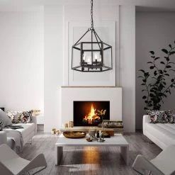 Brand new ✔️ Renzo 4-Light Oil Rubbed Bronze Geometric Hexagon Lantern Cage Chandelier with Clear Glass Shade by Edvivi 🎁 -Deals Edvivi || Atlas Store oil rubbed bronze edvivi chandeliers epl1157ob c3 1000