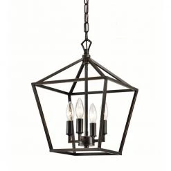Buy ❤️ Renzo 4-Light Oil Rubbed Bronze Caged Modern Farmhouse Candlestick Pendant by Edvivi ⭐