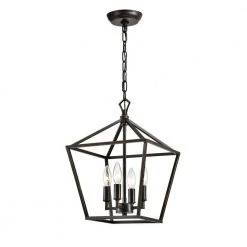 Buy ❤️ Renzo 4-Light Oil Rubbed Bronze Caged Modern Farmhouse Candlestick Pendant by Edvivi ⭐ -Deals Edvivi || Atlas Store oil rubbed bronze edvivi chandeliers epl1357ob fa 1000