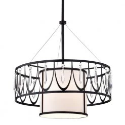 New 💯 Coastal Glam 1-Light Oil Rubbed Bronze Double Drum Chandelier with Hanging Crystals by Edvivi 🔥