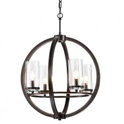 Best reviews of ๐ Orbit 4-Light Oil Rubbed Bronze Globe Traditional Chandelier with Clear Glass Shades by Edvivi ๐