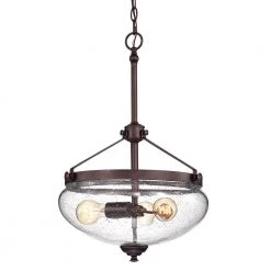 Cheapest ๐ Cartwright 3-Light Traditional Oil Rubbed Bronze Pendant with Seeded Glass Bell Shade by Edvivi ๐