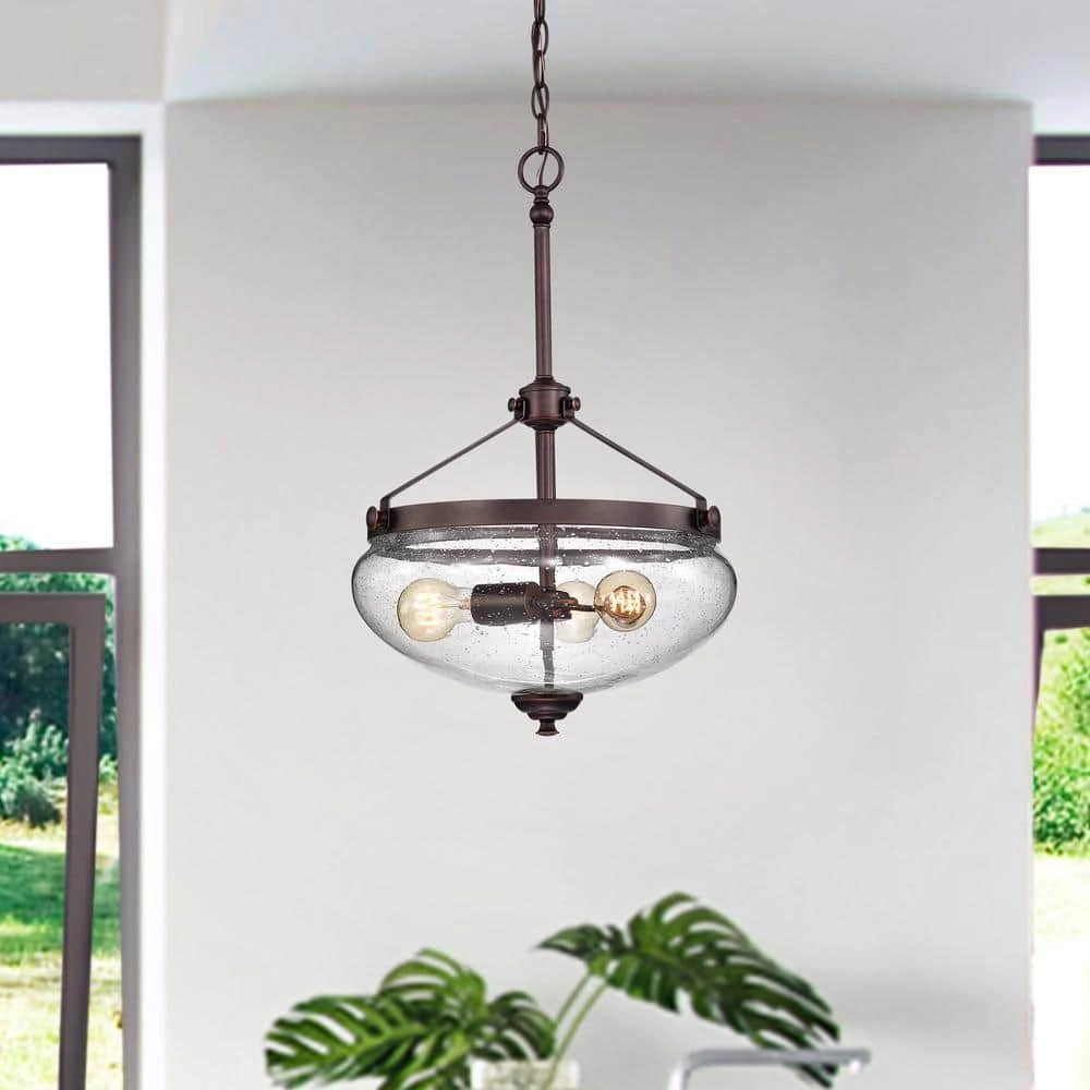 Cheapest ๐ Cartwright 3-Light Traditional Oil Rubbed Bronze Pendant with Seeded Glass Bell Shade by Edvivi ๐ 4 Cheapest ๐ Cartwright 3-Light Traditional Oil Rubbed Bronze Pendant with Seeded Glass Bell Shade by Edvivi ๐ - Image 2