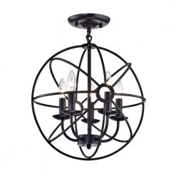 Best deal 👍 5-Light Oil Rubbed Bronze Globe Cage Flush Mount by Edvivi 🌟