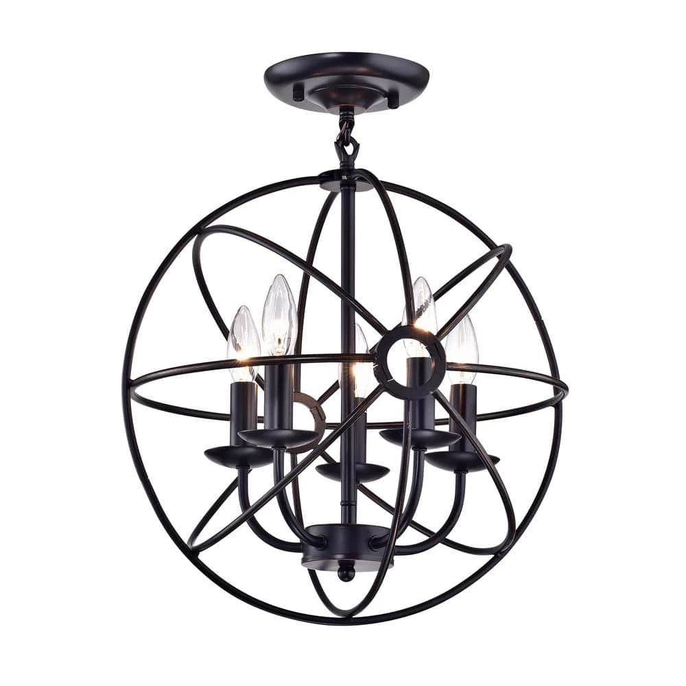 Best deal ๐ 5-Light Oil Rubbed Bronze Globe Cage Flush Mount by Edvivi ๐ 3 Best deal ๐ 5-Light Oil Rubbed Bronze Globe Cage Flush Mount by Edvivi ๐