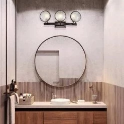 Best deal 🤩 Cartwright 26 in. 3-Light Oil Rubbed Bronze Industrial Vanity Light with Headlight Glass by Edvivi 🌟 -Deals Edvivi || Atlas Store oil rubbed bronze edvivi vanity lighting ew5263 ob c3 1000