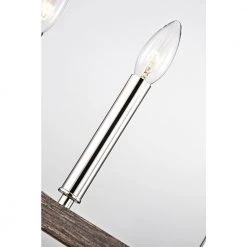 Deals 😉 Hartwell 5-Light Modern Polished Nickel and Wood Finish Rectangular Linear Island Hanging Chandelier for Kitchen by Edvivi 🥰 -Deals Edvivi || Atlas Store polish nickel black and wood edvivi chandeliers epd567wd 1f 1000