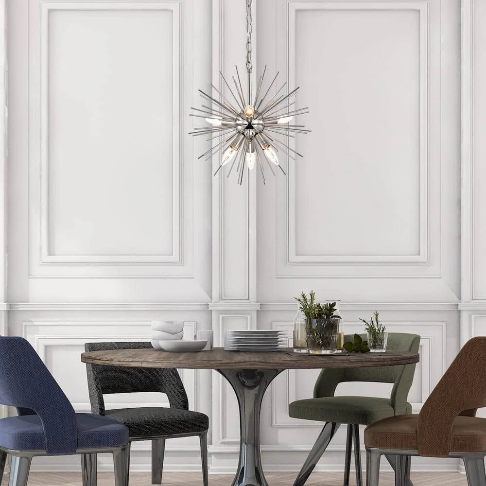 Hot Sale ๐ฏ Astrid 6-Light Polished Nickel Sputnik Starburst Mid-Century Modern Chandelier by Edvivi ๐ 6 Hot Sale ๐ฏ Astrid 6-Light Polished Nickel Sputnik Starburst Mid-Century Modern Chandelier by Edvivi ๐ - Image 4