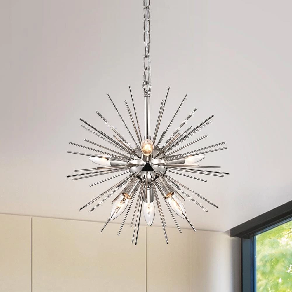 Hot Sale ๐ฏ Astrid 6-Light Polished Nickel Sputnik Starburst Mid-Century Modern Chandelier by Edvivi ๐ 4 Hot Sale ๐ฏ Astrid 6-Light Polished Nickel Sputnik Starburst Mid-Century Modern Chandelier by Edvivi ๐ - Image 2