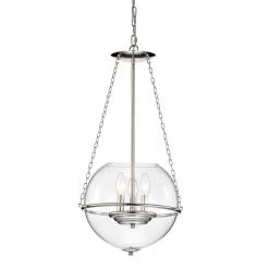 New ๐ Orbit Modern 3-Light Polished Nickel Chandelier with 15 in. Clear Glass Globe by Edvivi โ