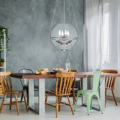 Deals 👏 Orbit Modern 4-Light Polished Nickel Chandelier with 15 in Clear Glass Globe by Edvivi 😉 -Deals Edvivi || Atlas Store polished nickel edvivi chandeliers epq1261pn 4f 1000