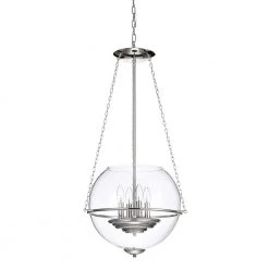 Deals 👏 Orbit Modern 4-Light Polished Nickel Chandelier with 15 in Clear Glass Globe by Edvivi 😉