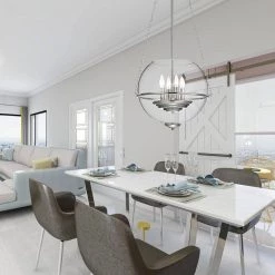 Deals 👏 Orbit Modern 4-Light Polished Nickel Chandelier with 15 in Clear Glass Globe by Edvivi 😉 -Deals Edvivi || Atlas Store polished nickel edvivi chandeliers epq1261pn c3 1000