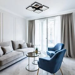 Wholesale 😉 Alistair 18 in. 24-Watt Integrated LED Sand Black Finish Square Flush Mount by Edvivi ⭐ -Deals Edvivi || Atlas Store sand black edvivi flush mount lights ecj1505bk 1f 1000