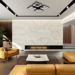 Wholesale 😉 Alistair 18 in. 24-Watt Integrated LED Sand Black Finish Square Flush Mount by Edvivi ⭐ -Deals Edvivi || Atlas Store sand black edvivi flush mount lights ecj1505bk 4f 1000