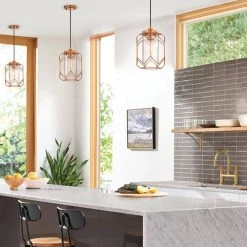 Cheapest 😍 Imperium Modern 1-Light Sand Gold Finish Geometric Cage Wire Pendant with Seeded Glass Shade by Edvivi ⭐ -Deals Edvivi || Atlas Store sand gold edvivi chandeliers epl4438sg 31 1000