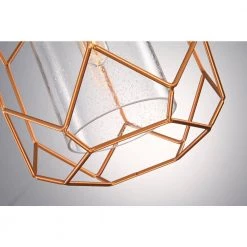 Cheapest 😍 Imperium Modern 1-Light Sand Gold Finish Geometric Cage Wire Pendant with Seeded Glass Shade by Edvivi ⭐ -Deals Edvivi || Atlas Store sand gold edvivi chandeliers epl4438sg 44 1000