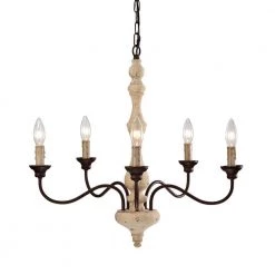 Coupon ๐ฏ 5-Light Scratched Wood and Rust Finish Candle Style Chandelier by Edvivi ๐