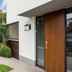 Best Sale 🔔 Charlton 1-Light Transitional Textured Black Outdoor Wall Lantern Sconce with Clear Seeded Glass by Edvivi ✔️ -Deals Edvivi || Atlas Store textured black edvivi outdoor sconces ew319s bk 4f 1000