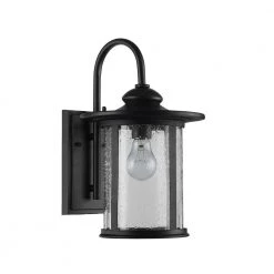 Promo ✔️ Charlton 9 in. 1-Light Transitional Textured Black Outdoor Wall Lantern Sconce with Clear Seeded Cylinder Glass Shade by Edvivi ✔️ -Deals Edvivi || Atlas Store textured black edvivi outdoor sconces ew665m bk c3 1000