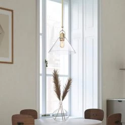 Budget 👏 Aria 12 in. 1-Light Vintage Brass Clear Cone Glass Farmhouse Kitchen Pendant Light by Edvivi 👏 -Deals Edvivi || Atlas Store vintage brass edvivi chandeliers epj4718vb 31 1000
