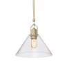 Budget 👏 Aria 12 in. 1-Light Vintage Brass Clear Cone Glass Farmhouse Kitchen Pendant Light by Edvivi 👏