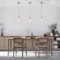 Budget 👏 Aria 12 in. 1-Light Vintage Brass Clear Cone Glass Farmhouse Kitchen Pendant Light by Edvivi 👏 -Deals Edvivi || Atlas Store vintage brass edvivi chandeliers epj4718vb c3 1000