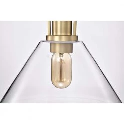 Budget 👏 Aria 12 in. 1-Light Vintage Brass Clear Cone Glass Farmhouse Kitchen Pendant Light by Edvivi 👏 -Deals Edvivi || Atlas Store vintage brass edvivi chandeliers epj4718vb fa 1000