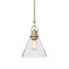 Deals 🧨 Aria 8 in. 1-Light Vintage Brass Modern Mini Pendant with Clear Cone Glass Shade by Edvivi 💯 -Deals Edvivi || Atlas Store vintage brass edvivi pendant lights epj4708vb 64 1000