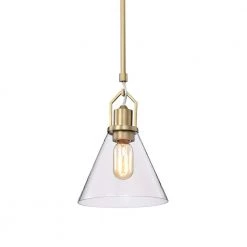 Deals ๐งจ Aria 8 in. 1-Light Vintage Brass Modern Mini Pendant with Clear Cone Glass Shade by Edvivi ๐ฏ