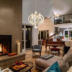 Buy 😀 Gulliver French Country 6-Light Vintage Distressed Antique White Birch Wood Pendant Chandelier by Edvivi ⭐ -Deals Edvivi || Atlas Store vintage distressed antique white edvivi chandeliers epj5806wh 44 1000