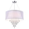 Buy 🔥 Belle Modern 4-Light Glam Chrome Round Crystal Chandelier with White Fabric Drum Shade and Hanging Crystals by Edvivi ⭐ -Deals Edvivi || Atlas Store white and chrome edvivi chandeliers epg917wh 64 1000