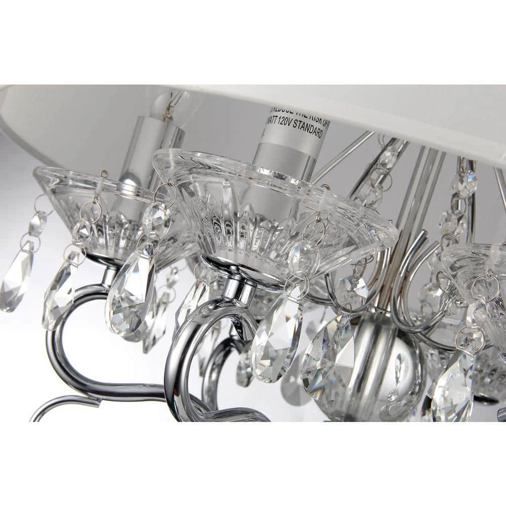 Flash Sale ๐ Belle 6-Light White Fabric Round Drum Chrome Finish Modern Chandelier with Hanging Crystals by Edvivi ๐ 5 Flash Sale ๐ Belle 6-Light White Fabric Round Drum Chrome Finish Modern Chandelier with Hanging Crystals by Edvivi ๐ - Image 3