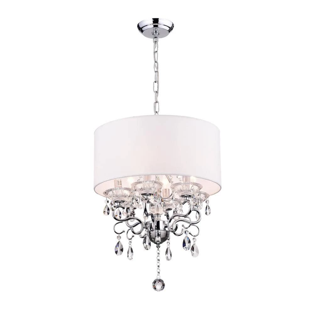 Flash Sale ๐ Belle 6-Light White Fabric Round Drum Chrome Finish Modern Chandelier with Hanging Crystals by Edvivi ๐ 10 Flash Sale ๐ Belle 6-Light White Fabric Round Drum Chrome Finish Modern Chandelier with Hanging Crystals by Edvivi ๐ - Image 8