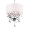Flash Sale 👏 Belle 6-Light White Fabric Round Drum Chrome Finish Modern Chandelier with Hanging Crystals by Edvivi 🌟 -Deals Edvivi || Atlas Store white edvivi chandeliers epb903ch 64 1000