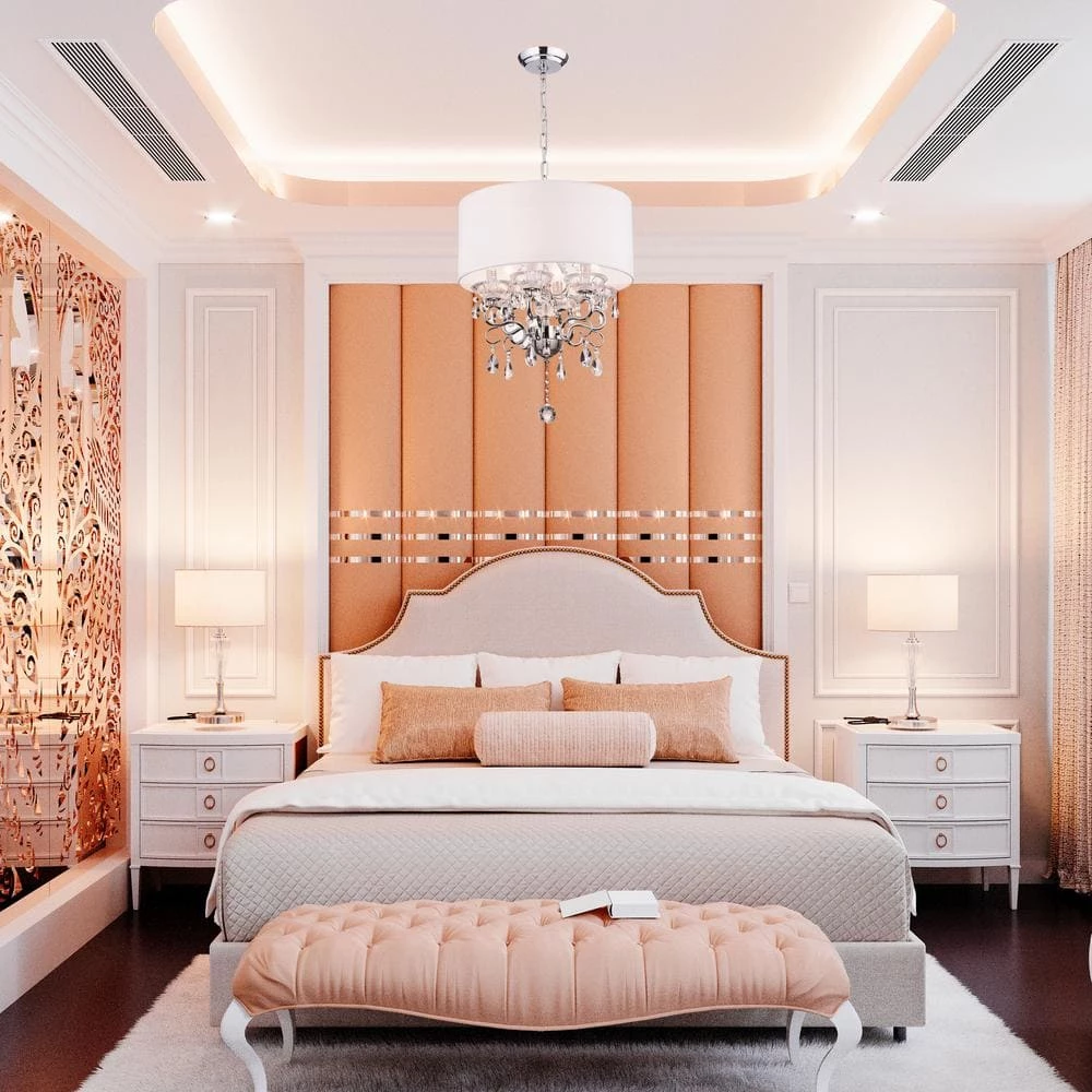 Flash Sale ๐ Belle 6-Light White Fabric Round Drum Chrome Finish Modern Chandelier with Hanging Crystals by Edvivi ๐ 7 Flash Sale ๐ Belle 6-Light White Fabric Round Drum Chrome Finish Modern Chandelier with Hanging Crystals by Edvivi ๐ - Image 5