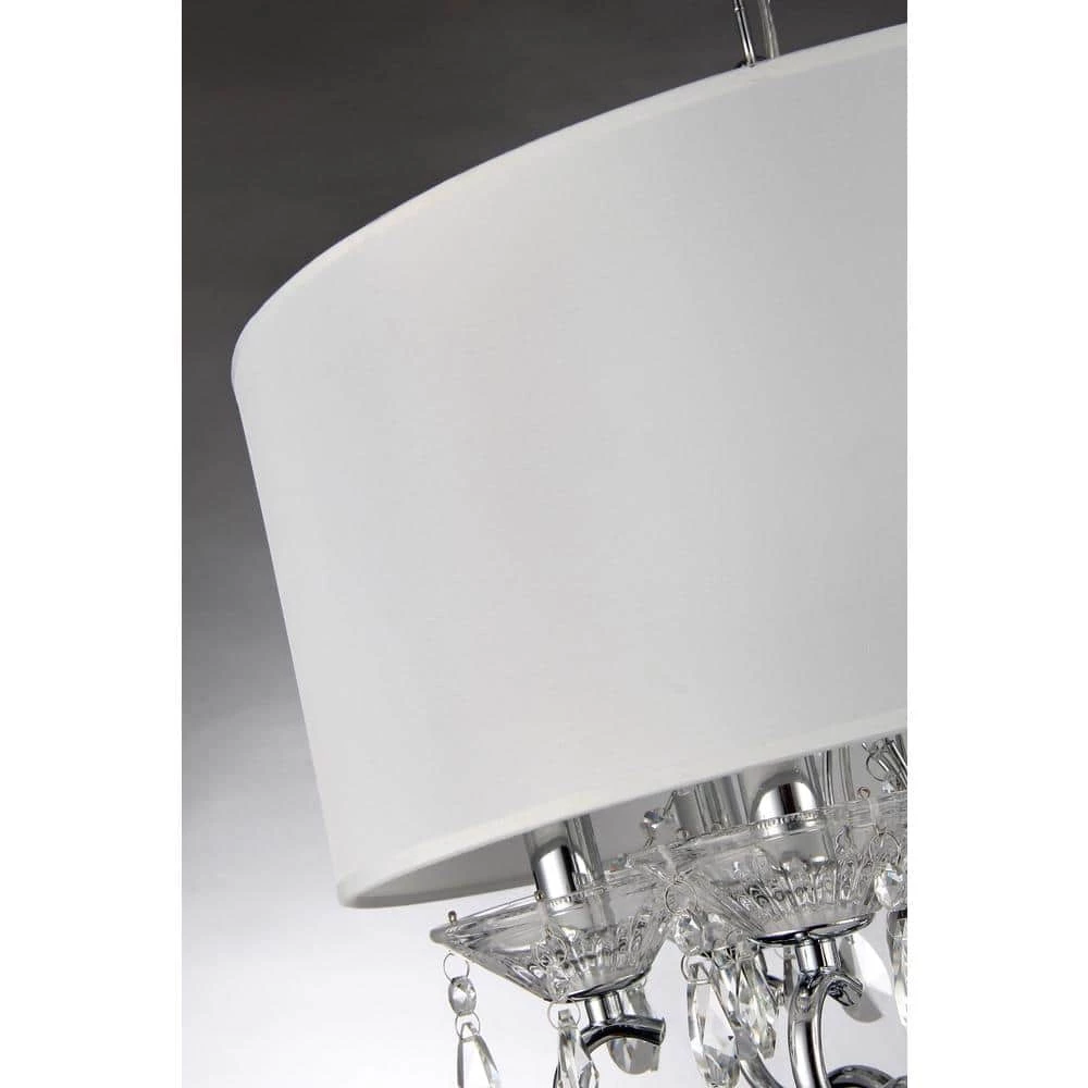 Flash Sale ๐ Belle 6-Light White Fabric Round Drum Chrome Finish Modern Chandelier with Hanging Crystals by Edvivi ๐ 4 Flash Sale ๐ Belle 6-Light White Fabric Round Drum Chrome Finish Modern Chandelier with Hanging Crystals by Edvivi ๐ - Image 2