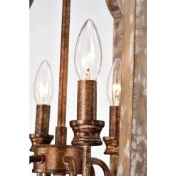 Deals 🧨 Penelope 6-Light Wood and Antique Gold Finish French Country Farmhouse Candlestick Cage Lantern Chandelier by Edvivi ❤️ -Deals Edvivi || Atlas Store wood and antique gold edvivi chandeliers epl140ag 1d 1000