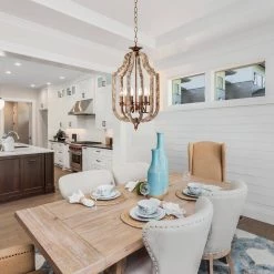 Deals 🧨 Penelope 6-Light Wood and Antique Gold Finish French Country Farmhouse Candlestick Cage Lantern Chandelier by Edvivi ❤️ -Deals Edvivi || Atlas Store wood and antique gold edvivi chandeliers epl140ag 44 1000