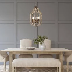 Deals 🧨 Penelope 6-Light Wood and Antique Gold Finish French Country Farmhouse Candlestick Cage Lantern Chandelier by Edvivi ❤️ -Deals Edvivi || Atlas Store wood and antique gold edvivi chandeliers epl140ag 4f 1000