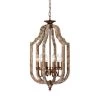 Deals 🧨 Penelope 6-Light Wood and Antique Gold Finish French Country Farmhouse Candlestick Cage Lantern Chandelier by Edvivi ❤️