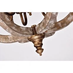 Deals 🧨 Penelope 6-Light Wood and Antique Gold Finish French Country Farmhouse Candlestick Cage Lantern Chandelier by Edvivi ❤️ -Deals Edvivi || Atlas Store wood and antique gold edvivi chandeliers epl140ag 66 1000