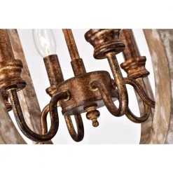 Deals 🧨 Penelope 6-Light Wood and Antique Gold Finish French Country Farmhouse Candlestick Cage Lantern Chandelier by Edvivi ❤️ -Deals Edvivi || Atlas Store wood and antique gold edvivi chandeliers epl140ag 76 1000