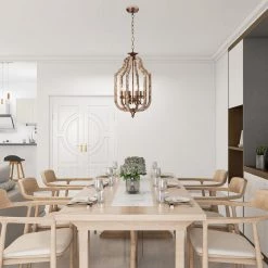 Deals 🧨 Penelope 6-Light Wood and Antique Gold Finish French Country Farmhouse Candlestick Cage Lantern Chandelier by Edvivi ❤️ -Deals Edvivi || Atlas Store wood and antique gold edvivi chandeliers epl140ag c3 1000