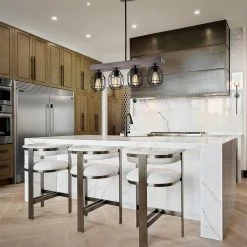 Cheapest 🧨 Triscot 4-Light Modern Farmhouse Gray Wood Linear Pendant with Black Cage by Edvivi 😍 -Deals Edvivi || Atlas Store wood and black edvivi chandeliers epd4595bk 4f 1000