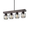 Cheapest 🧨 Triscot 4-Light Modern Farmhouse Gray Wood Linear Pendant with Black Cage by Edvivi 😍 -Deals Edvivi || Atlas Store wood and black edvivi chandeliers epd4595bk 64 1000